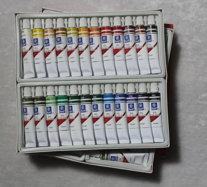 Günstige Professionelle Ölfarbe Leinwand Pigment Kunst Liefert Farben Jedes Rohr Zeichnung 12 ML 24 Farben Set Freies Für Pinsel