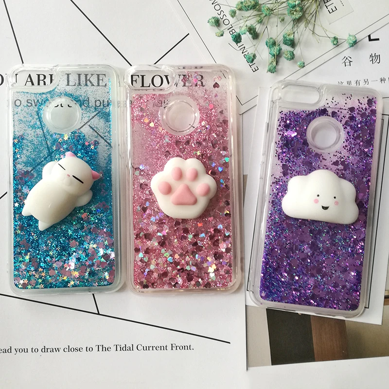 

3D Squishy Cat Case For Xiaomi 5X Mi A1 8 6X 5 5S plus 6 Luxury Glitter Quicksand phone Case For Xiaomi Mi Max Mix 2 Cover Coque