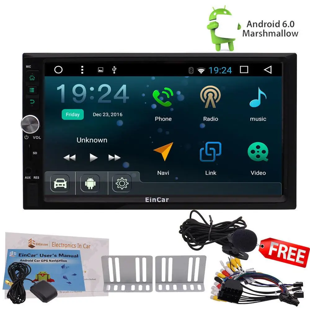 Top 4-Core 7" Android 6.0 Double DIN Car Radio Stereo GPS Nav NO-DVD Player 2 Camera 1