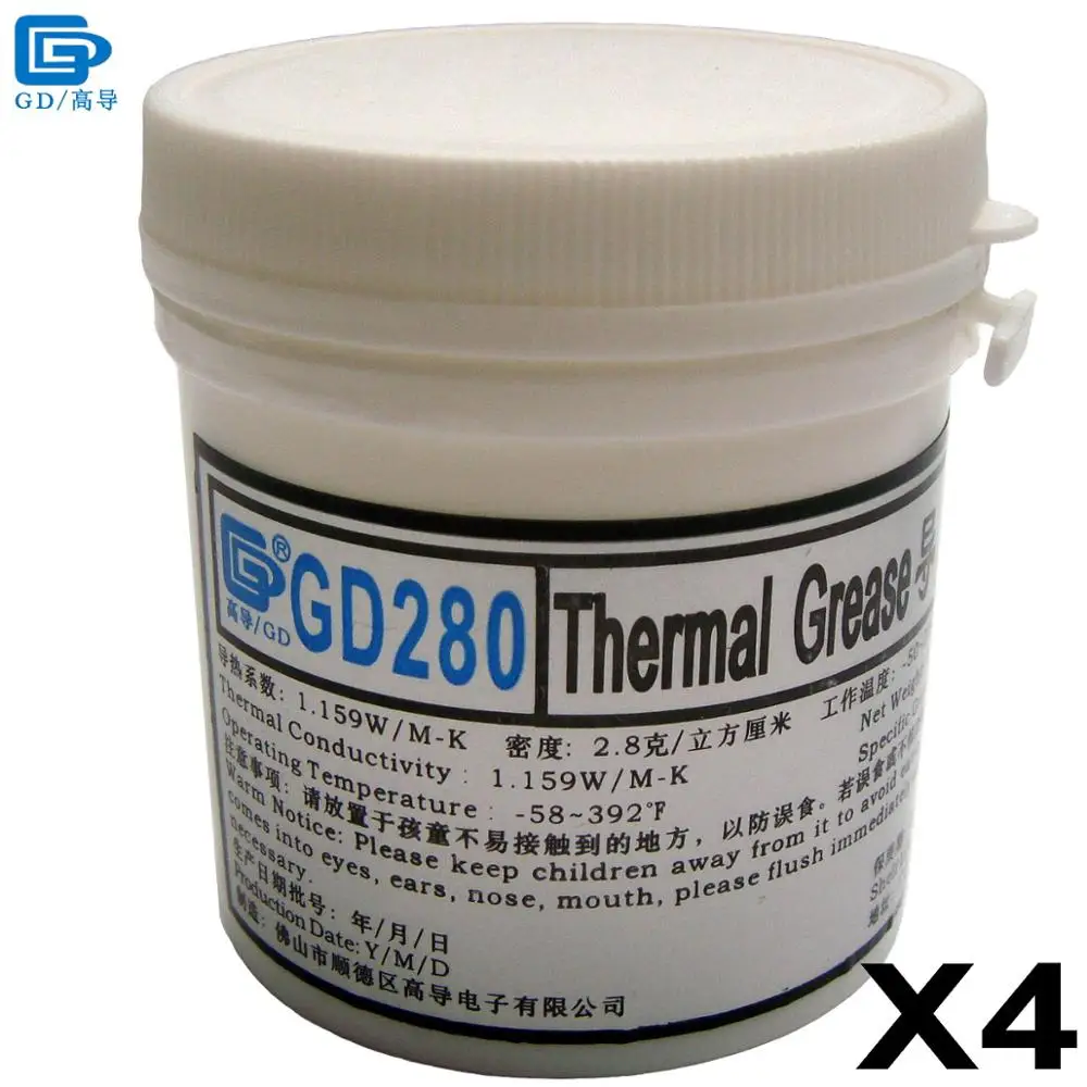 

GD280 Thermal Conductive Grease Paste Silicone Plaster Heat Sink Compound 4 Pieces Net Weight 150 Grams Bottle Packaging CN150