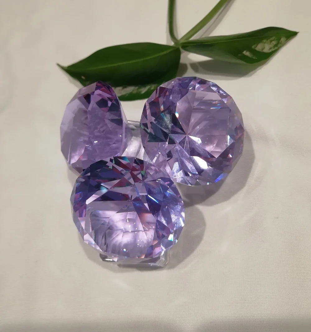 LACALOVE 3PCS/Lot 40mm K9 Purple Crystal Paperweight Diamond Jewel Crafts For Birthday Party Wedding And Home Decor Gifts | Дом и сад