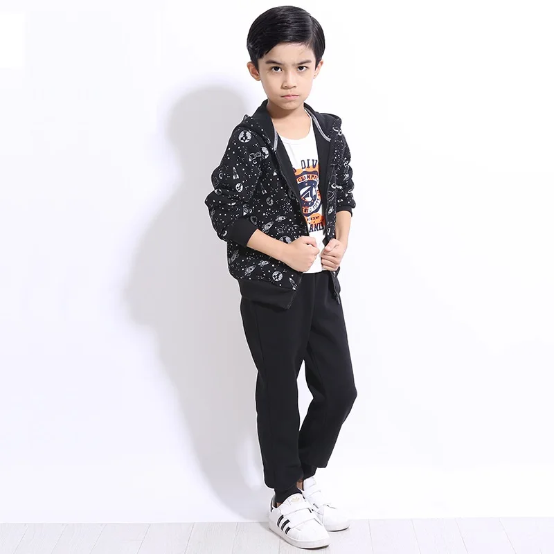 

2017 Top quality 100% cotton kids clothes set Fleece clothes set for 120-170cm tall kids,free shipping boys winter cloth set