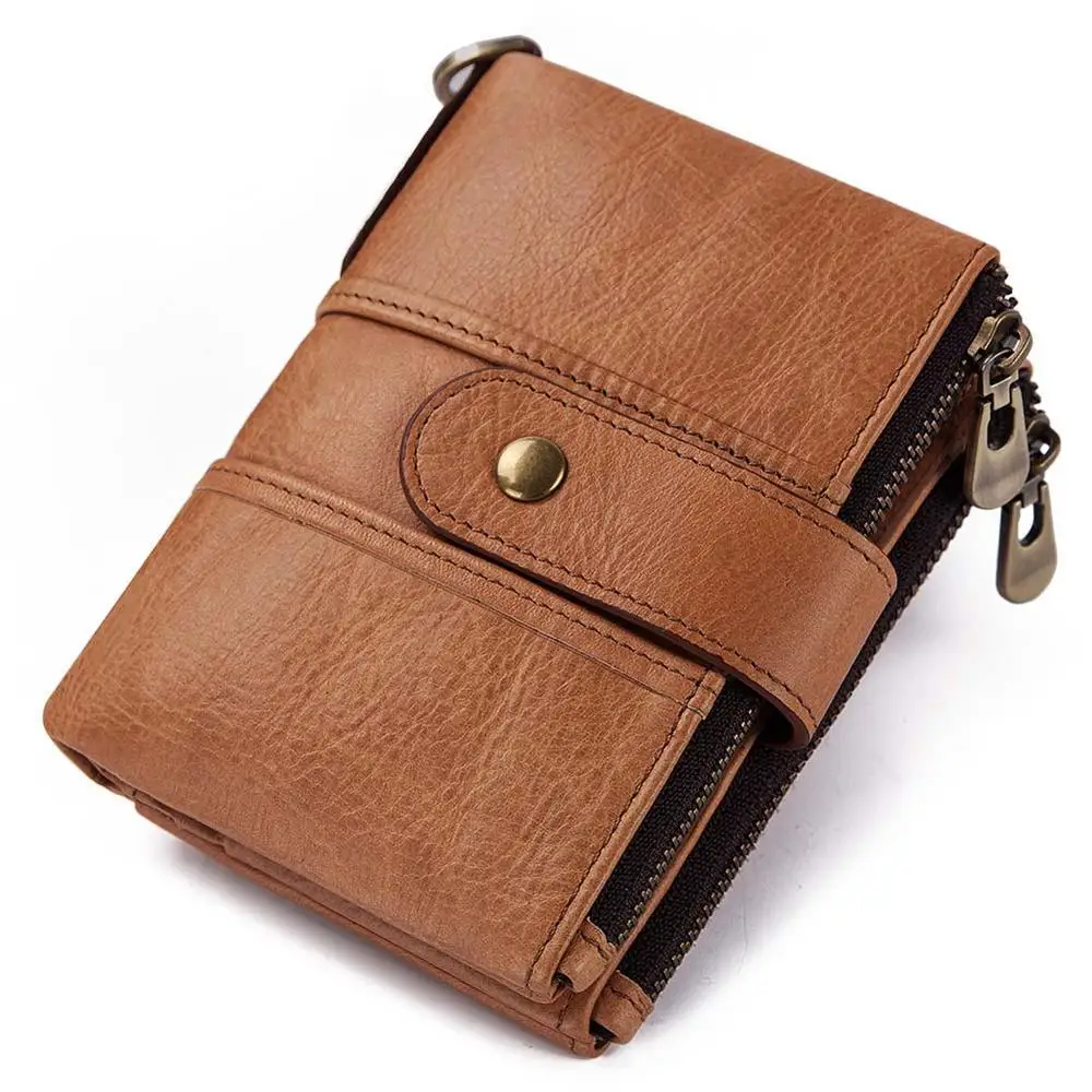 

100% Genuine Leather Women Wallet Female Portomonee Coin Purse Short Male Money Bag Quality Designer Male Card Small