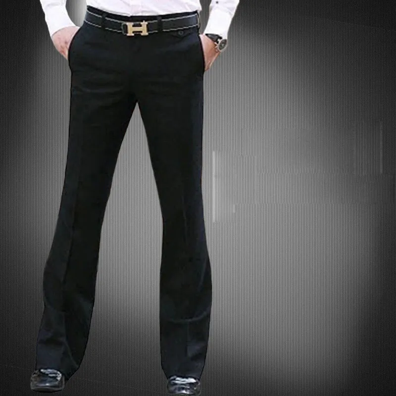 2019 New Men's Flared Trousers Formal Pants Bell Bottom Pant Dance White Suit Pants Size 28 29 30 31 32 33 34 36 37
