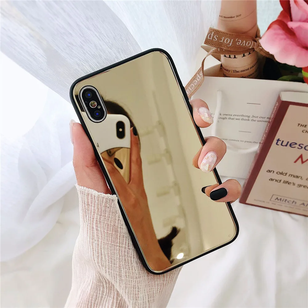 LuxuryTempered Glass Case For iPhone X XR XS Max 8 7 6 6S Plus Acrylic Mirror Soft Phone Cases For iPhone X XR XS Max Back Cover (14)