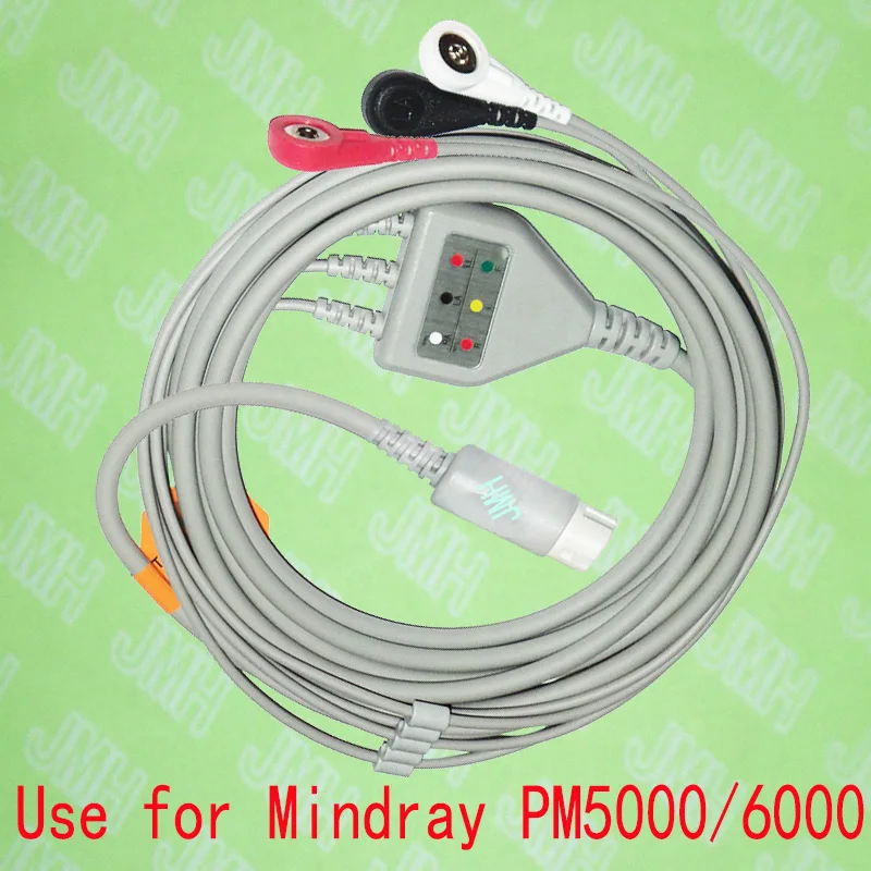 Совместим с 12pin Mindray PM5000/6000 и T5 T6 T8 ECG машиной цельный 3 свинцовый кабель