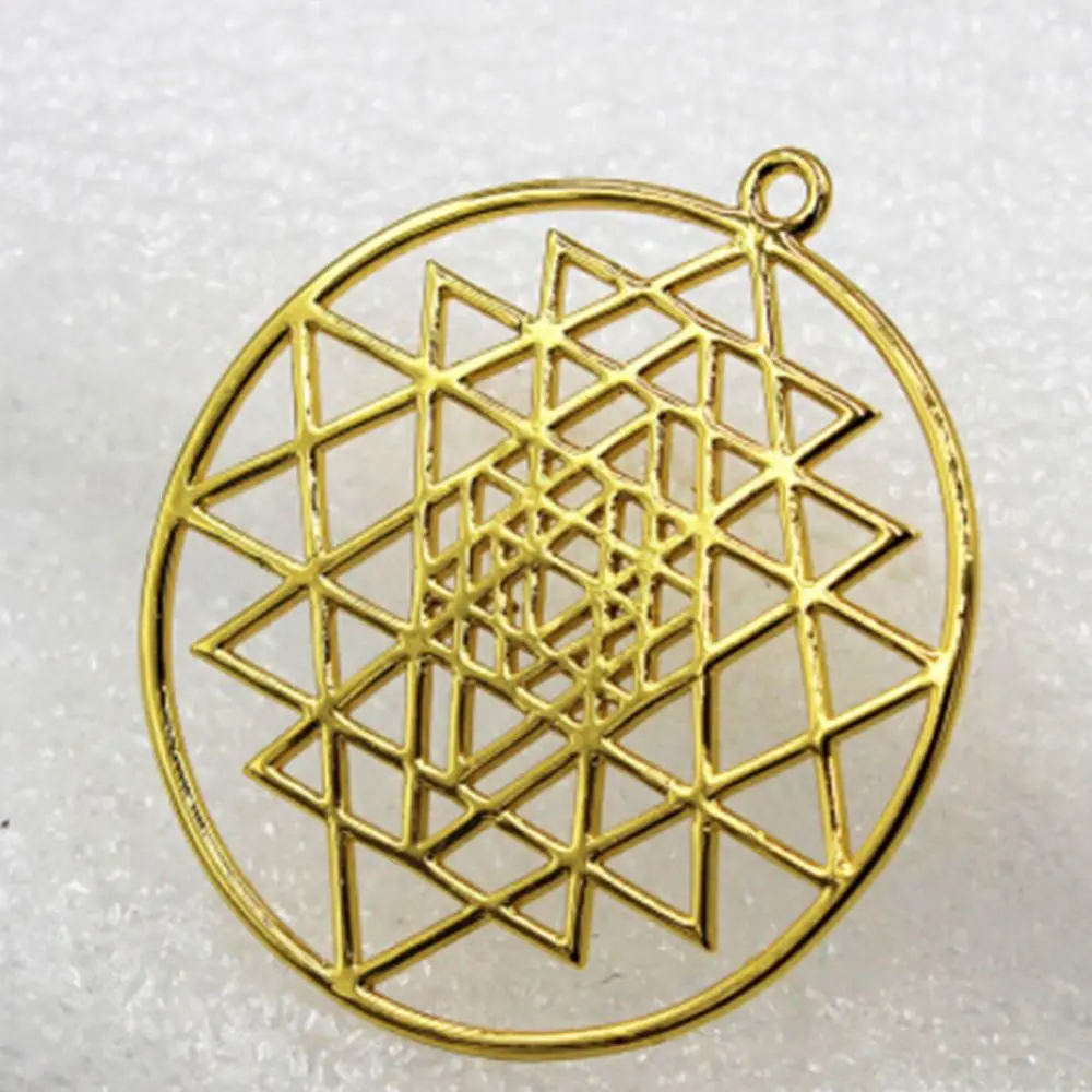 

1 Pcs Golden Meditation Patterned Mandala Sacred Geometry Without Chain Openwork Necklace Pendants Round Copper