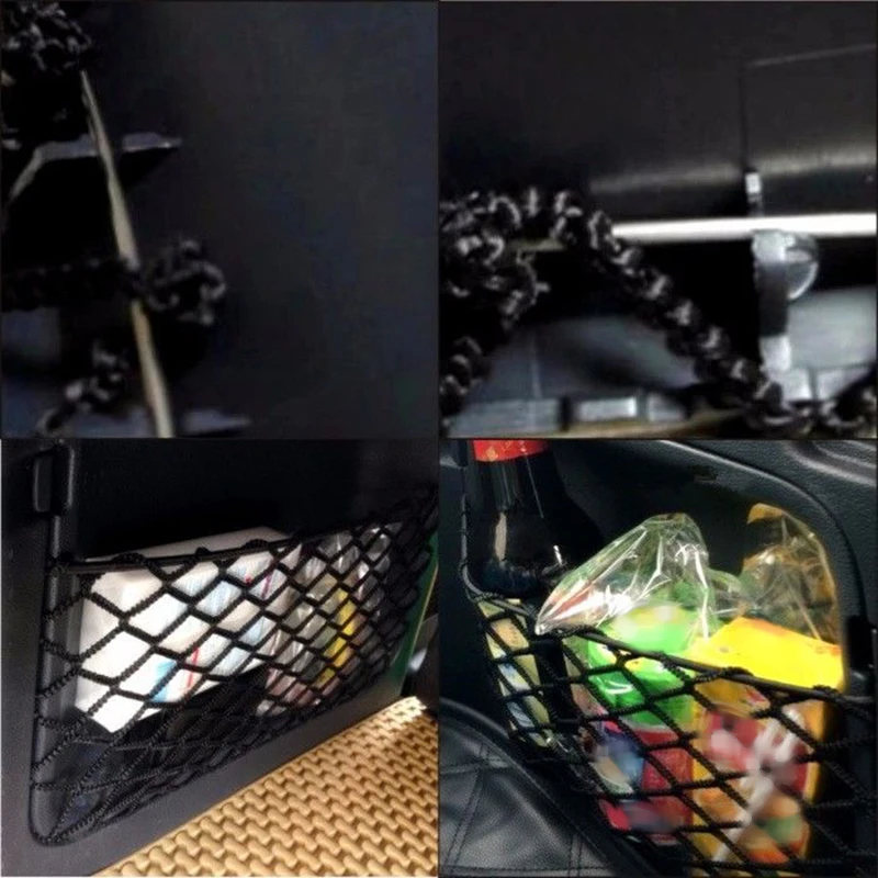 durable bag for storage Tuck Net String Bag Pocket For Benz Smart Fortwo 451 2009- Black Accessories rubber High elasticity