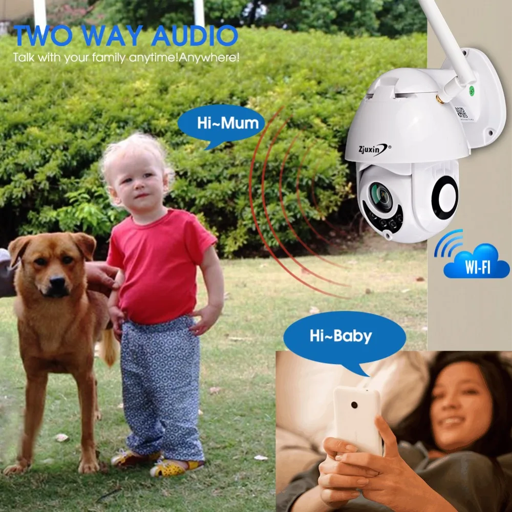 Zjuxin WIFI камера наружная PTZ IP 1080p Мини скоростная купольная CCTV 2MP IR Onvif