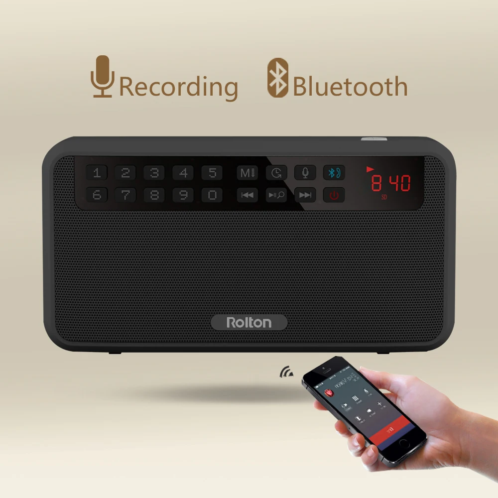 Rolton E500 портативный стерео Bluetooth динамик s fm-радио бас двойной динамик TF карта USB музыкальный плеер(черный