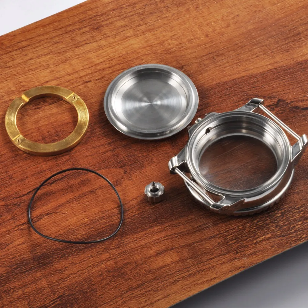 45mm corgeut safira vidro relógio habitação caso com moldura ajuste eta2836