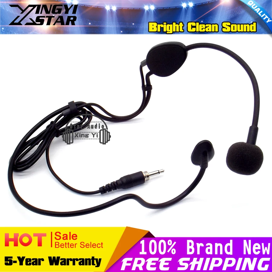 3.5 mm Screw Thread Connector Wired Headworn Mic Headset Condenser