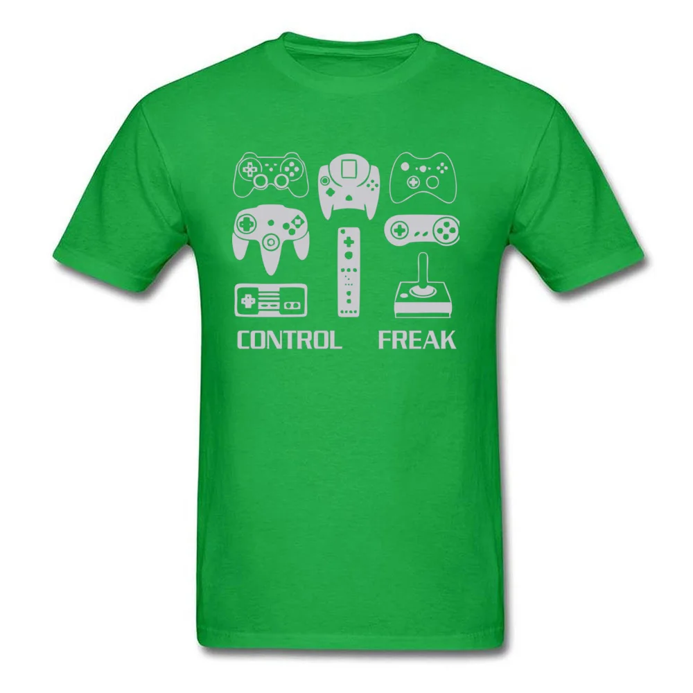 3D Printed O-Neck Top T-shirts Summer Tops & Tees Short Sleeve 2018 Newest 100% Cotton Print Tees Printed On Man Funny Video Game Control Freak 18996 green