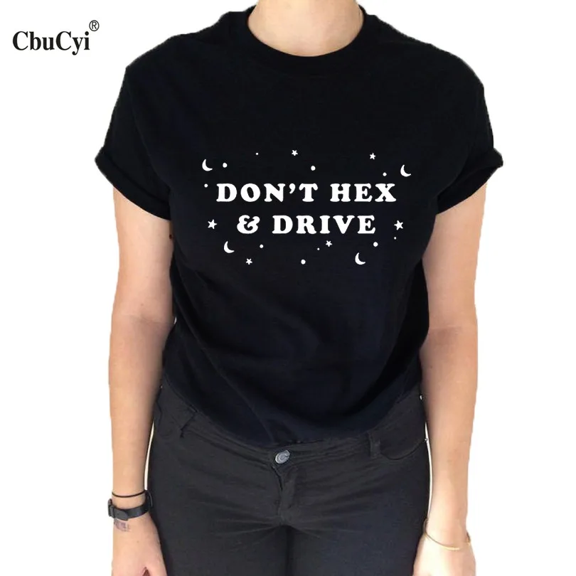 CbuCyi Don't Hex And Drive Tee Shirt Femme Funny Halloween 