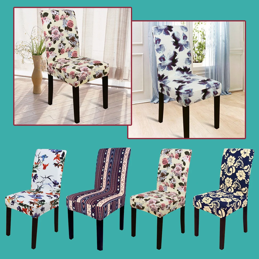 Chair Covers Spandex Stretch Removable Cotton Blended Seat Chair Cover Elastic Protective Chair
