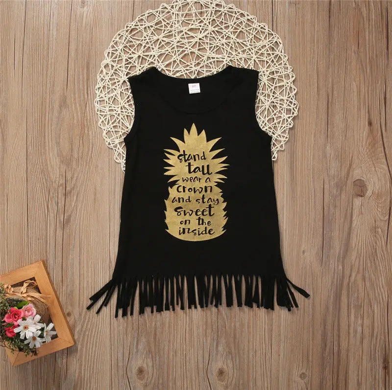 Cute Pineapple Toddler Kids Baby Girl Dress Sleeveless Party Tassel Dress