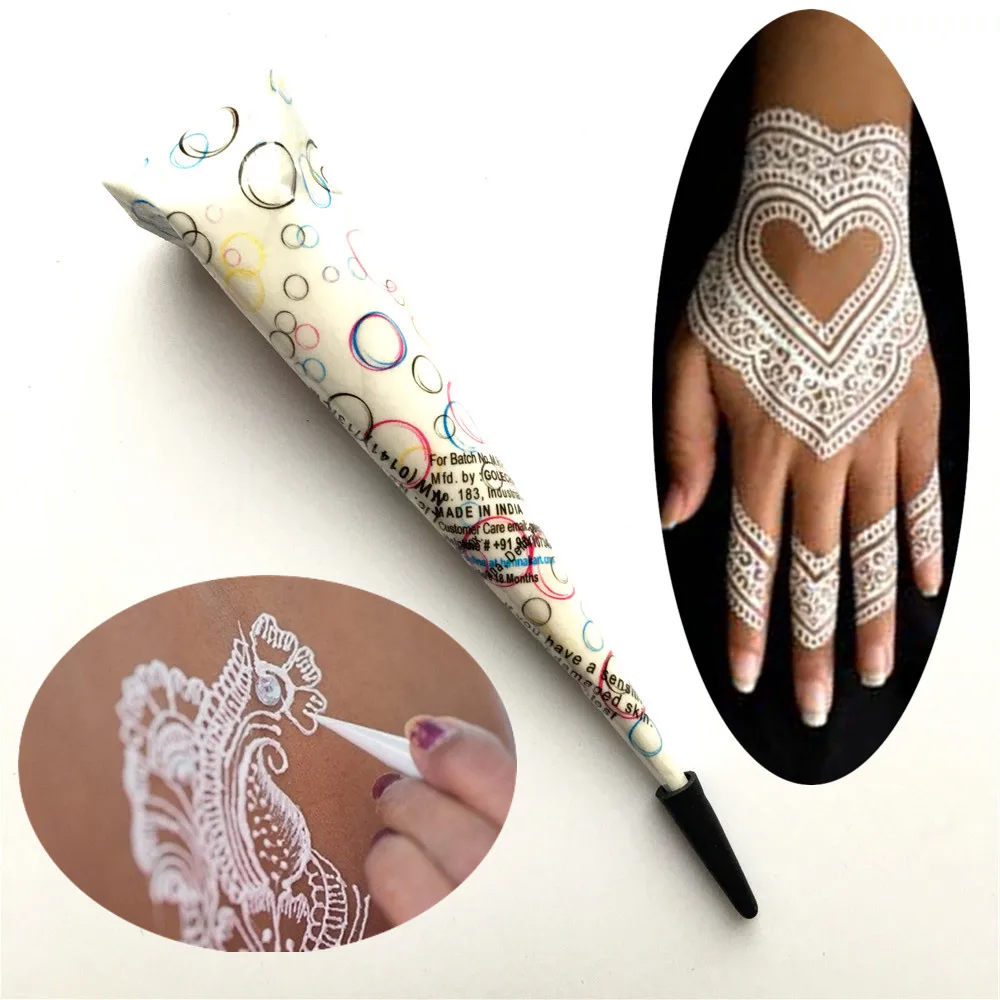 Putih Henna Tato Paste Cone India Mehndi Anti Air Tato Untuk Badan Putih Henna Tato Paste Cone India Mehndi Anti Air Tato Untuk Badan