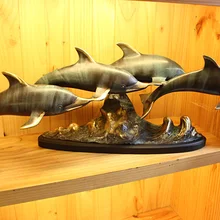 Латунный Дельфин ремесла Домашнее украшение бизнес подарок украшенный прикуриватель статуя часы настоящая латунь