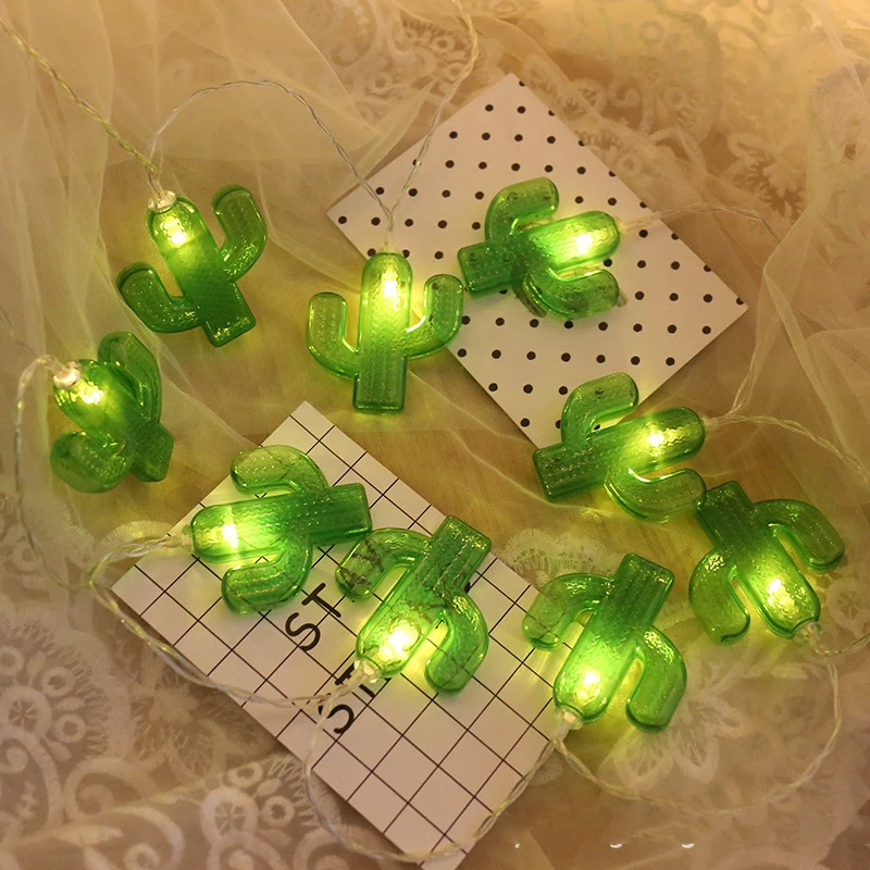 20 Led Fairy Lovely Green Cactus Luminaria Battery Operated String