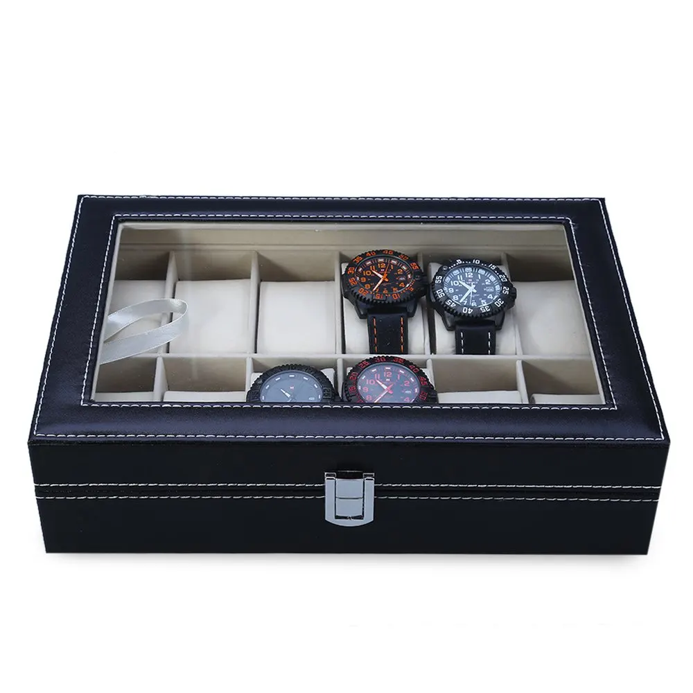 New Fashion 12 Gids Leather Watch Box Jewelry Dispay Box Watches Case Jewelry Storage Organized cajas para relojes
