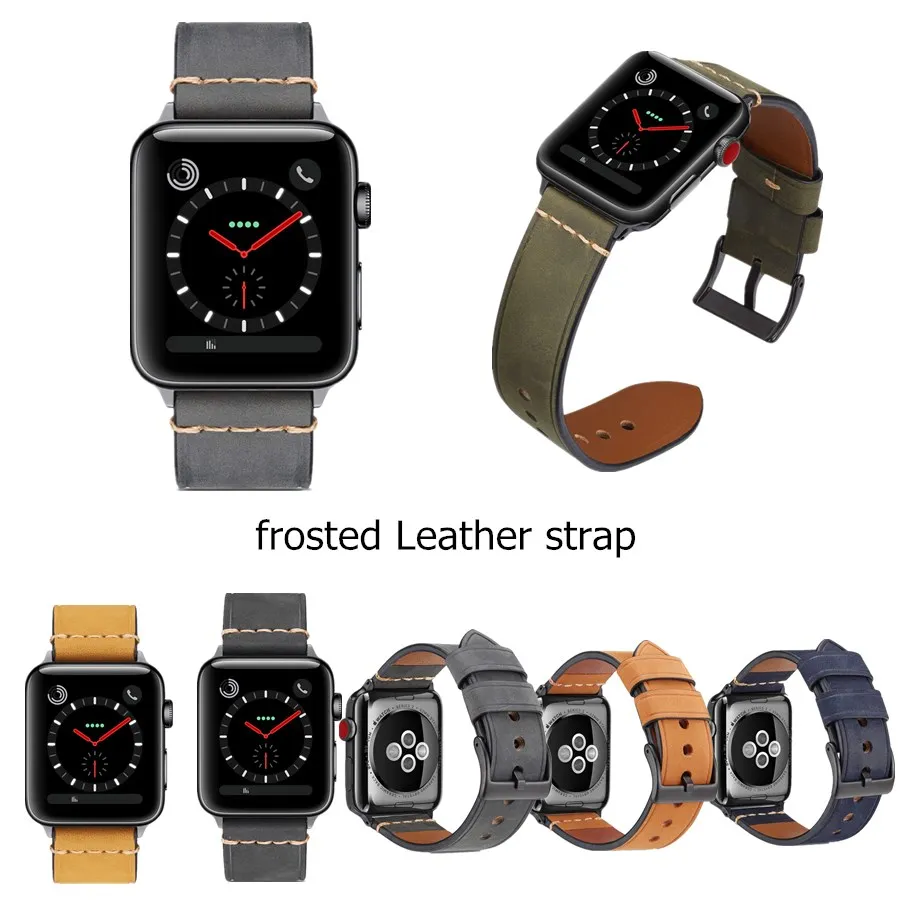 Новый матовый кожаный ремешок для Apple Watch Series 4 3 2 1 пряжка часов аксессуары для iwatch 38 42 мм 40 44 группа