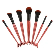 7PCS Women Mermaid Shape Make Up Foundation Eyebrow Eyeliner Blush Concealer Brushes Cosmetic Beauty Kit Tool