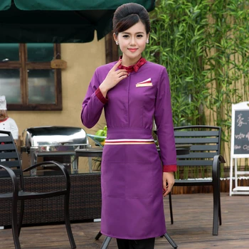 

Chef Uniform Ladies Chef's Jacket Long Sleeve chef Restaurant Uniform with Apron