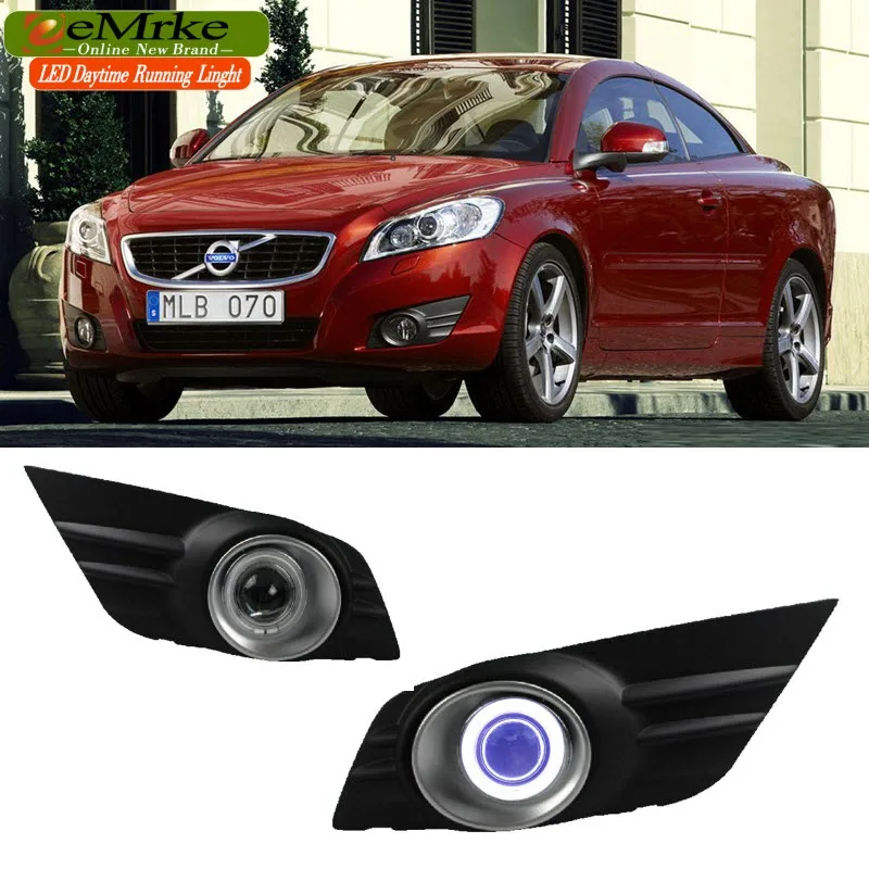 

eeMrke Angel Eye DRL For Volvo C70 2010-2012 LED Daytime Running Lights Tagfahrlicht Halogen Bulbs H11 55W Fog Lamp Kits