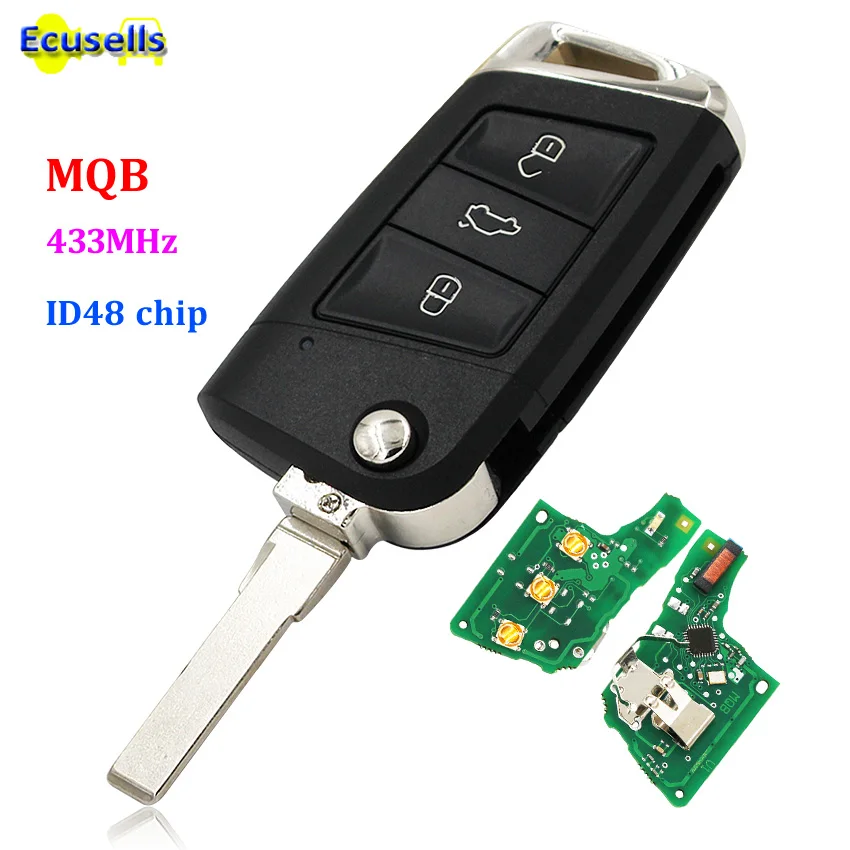 

Flip Remote Key Fob 434MHz with ID48 Chip for Volkswagen MQB For Golf VII Golf 7 MK7 Skoda Octavia A7 2017 FCCID: 5G0 959 753 BC