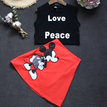 Summer Girls Clothes Sets Sleeveless Kids Mickey Clothing Sets Infant Cute Cotton Girls Tops & Skirt Sets Children Set for Girls