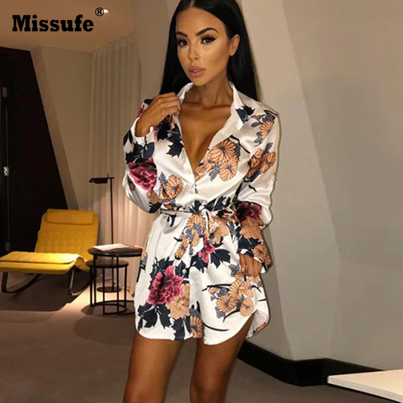 Missufe 10 Colors Notched Shirt Summer font b Dress b font font b Floral b font