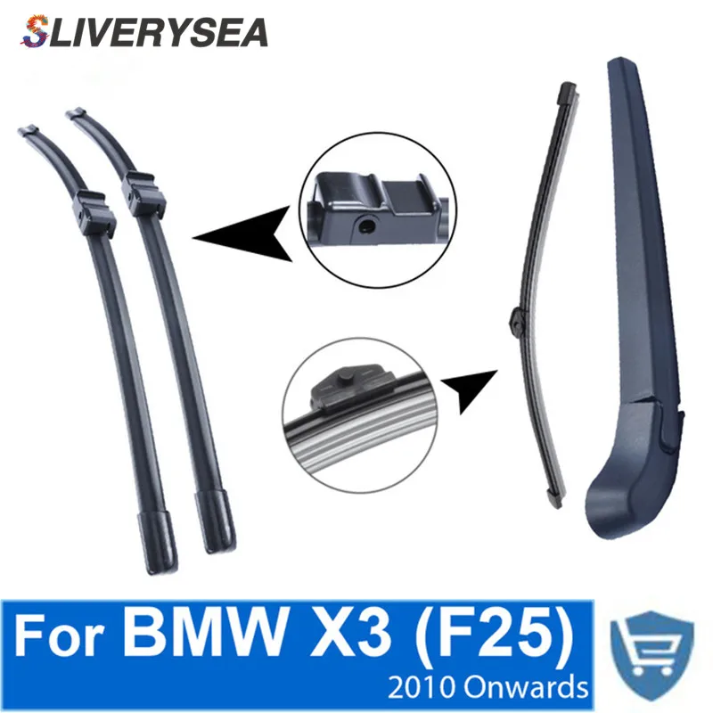 

SLIVERYSEA Front and Rear Wiper Blade Arm For BMW X3 F25 2010 Onwards 4 Door SUV High quality Natural Rubber Windscreen