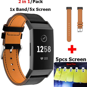 

2 In1 Replacement Leather Watchband For Fitbit Charge 3 Strap Wristband + Screen Film Charge 3 Smart Watch Band For Fitbit Wrist