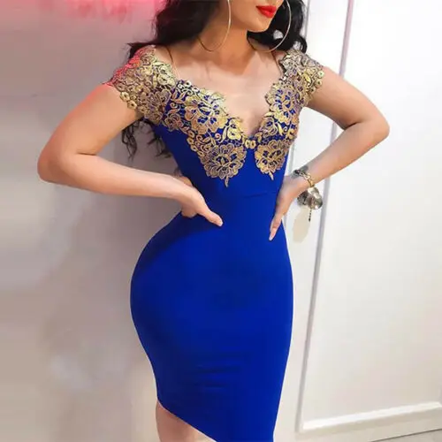 Новое модное сексуальное женское облегающее платье бодикон без рукавов коктейльное короткое платье - Цвет: Синий