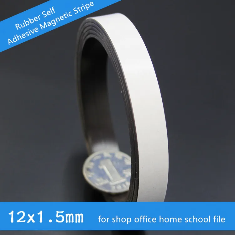 

High Quality 1M Rubber Self Adhesive Magnetic Stripe Flexible Magnet DIY Craft Tape 10 x1.5mm for shop office home school file