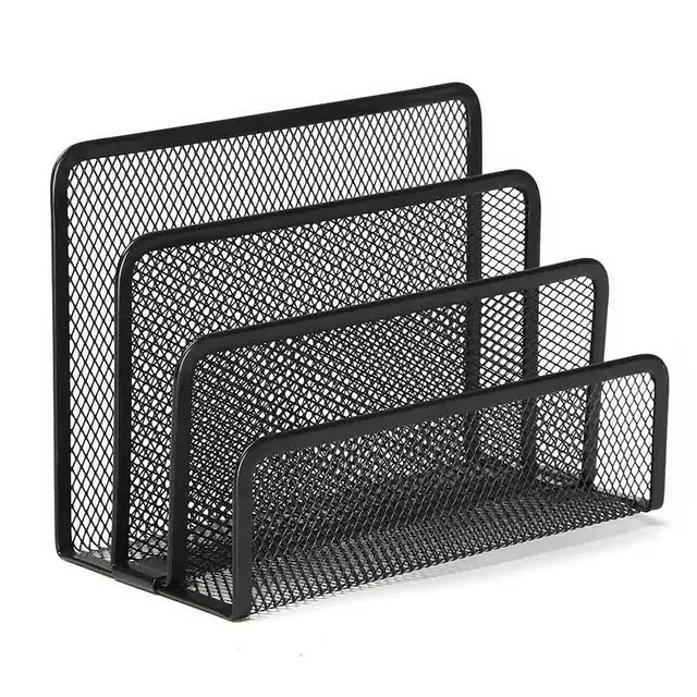 Behogar 3 Section Office Metal Desk Mesh Letter Paper Stacking Behogar 3 Section Office Metal Desk Mesh Letter Paper Stacking Sorter Holder Collection Makeup Phone Storage