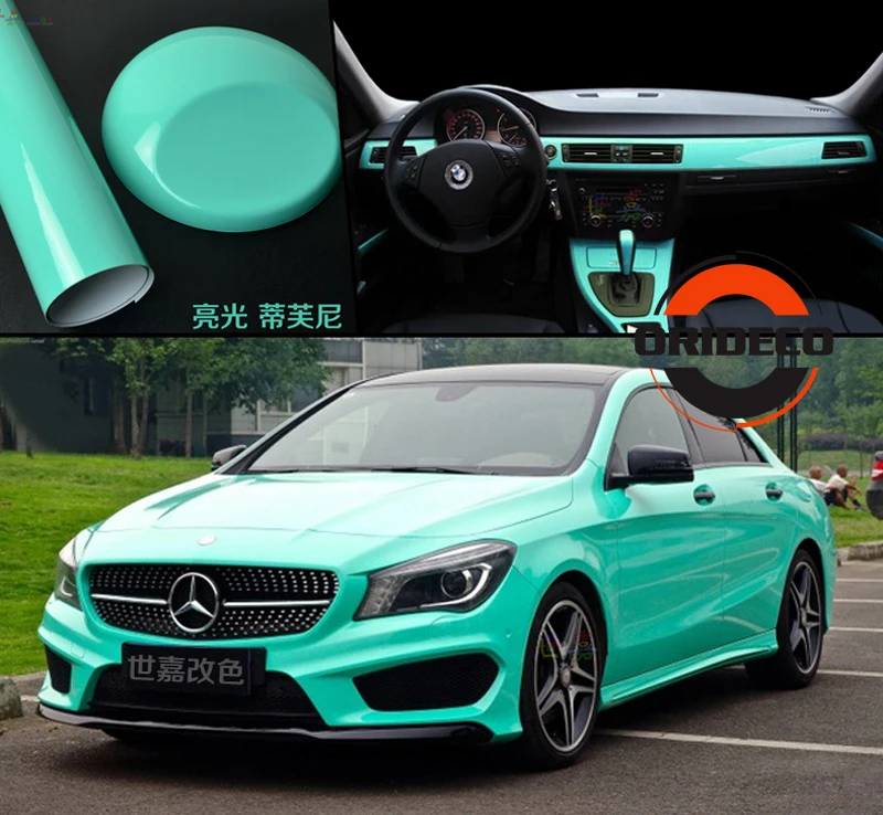 lake blue highly glossy vinyl car wrapping 1