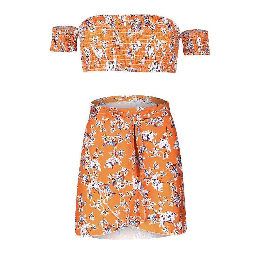 Эластичные юбки и летние женские с коротким рукавом|piece set women|skirt setset women |