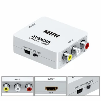 

Mini HD 1080P Digital HDMI2AV Video Converter Box HDMI to RCA AV CVBS Stereo L/R Adapter AV2HDMI UP Scaler Support NTSC PAL MTSC