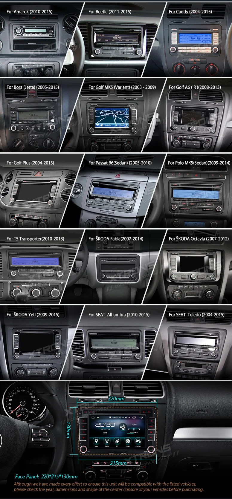 Clearance XTRONS 7" Android Head Unit Stereo Radio GPS Video Car DVD Player for Volkswagen Passat CC Eos Estate Sedan for Skoda for Seat 4