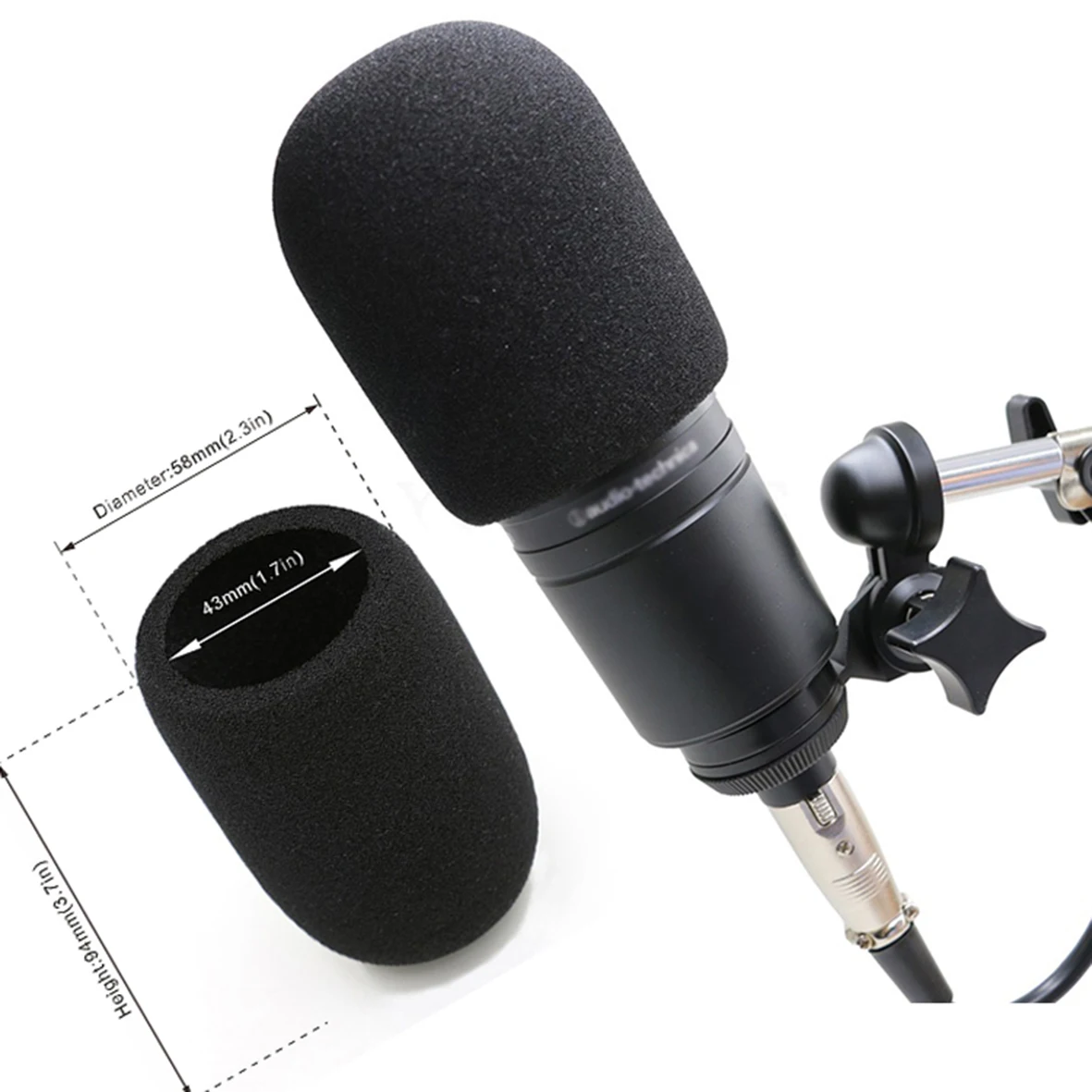 Mic Wind Cover Customized for Audio Technica AT2035 Condenser Microphone to Blocks Out Plosives AT2035 Pop Filter Foam Cover Windscreen
