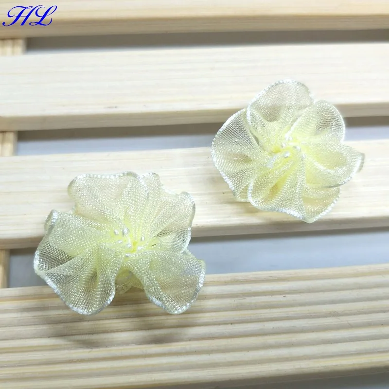 yellow HL 10 шт./40 шт. новая органза лента цветы Свадебные украшения одежды Hiar DIY Аппликации Швейные аксессуары всего 8 цветов TJ001 - Цвет: yellow