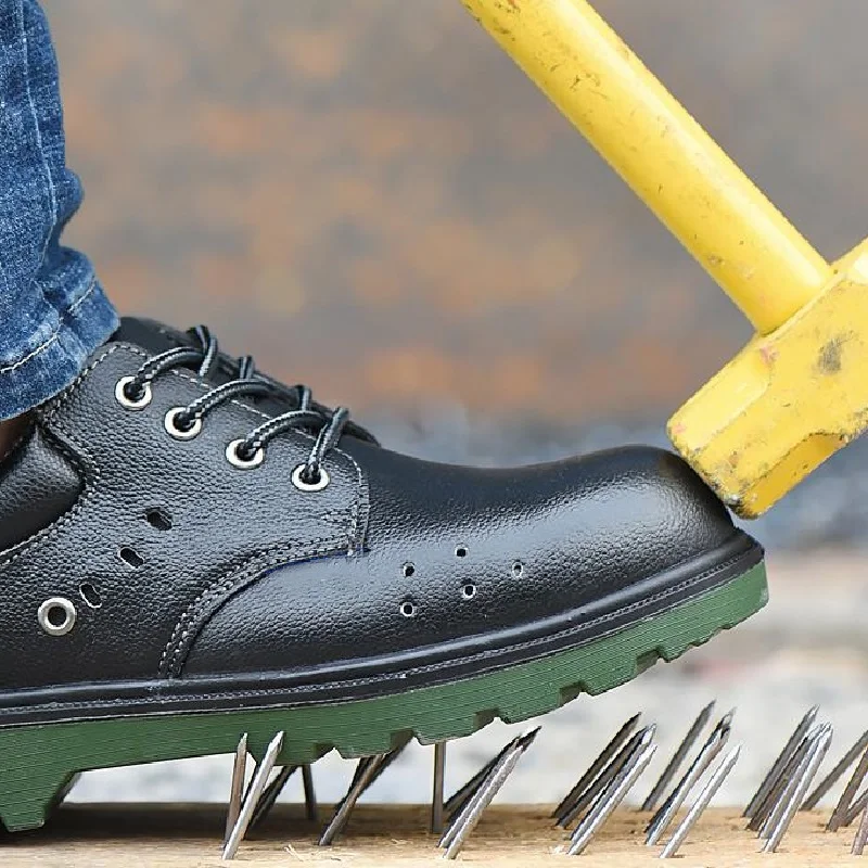  Safety Shoes for Men Steel Toecap Bottom Plate Anti-crashing Piercing TPU Sole Anti-slip Cowhide Sp - 33008984866