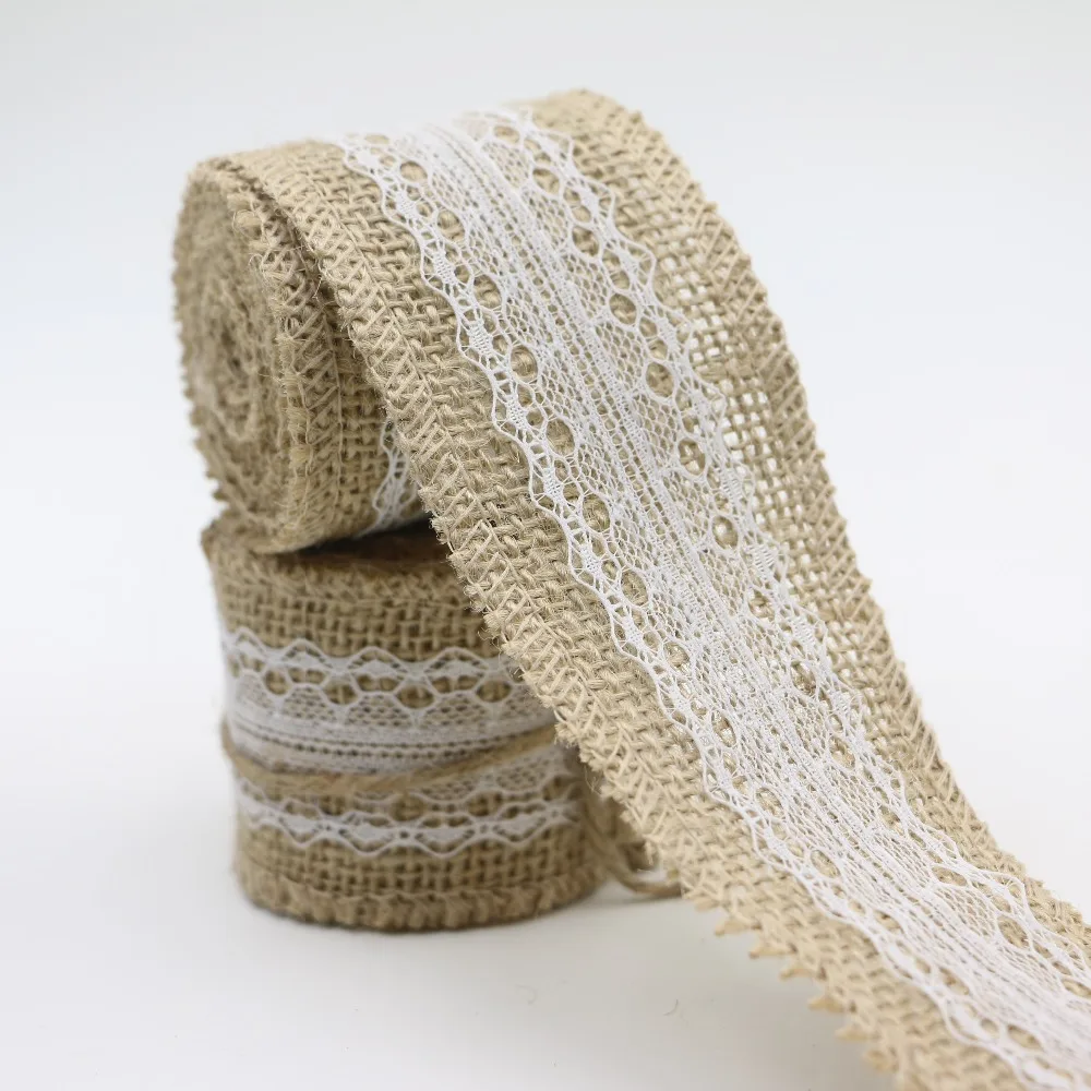 5CM Width Trims Tape Rustic Wedding Party Natural Jute Burlap Hessian