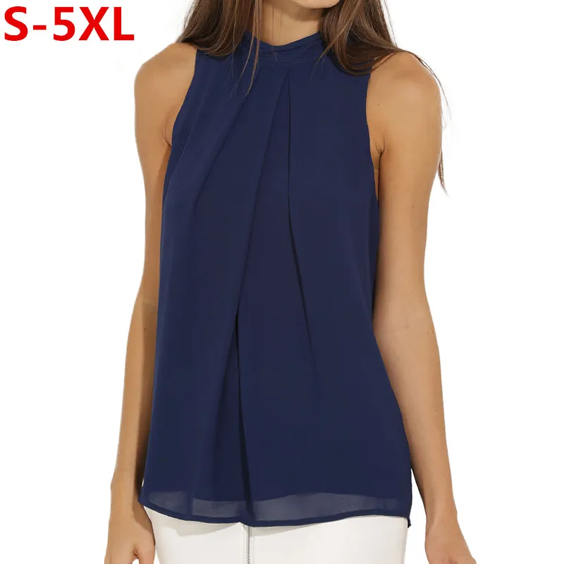 

Chiffon Sleeveless Blouse 2019 Women Tops Brand Plus Size Causal Blouses Lady Shirts Summer Tops Blusas women clothing 5XL