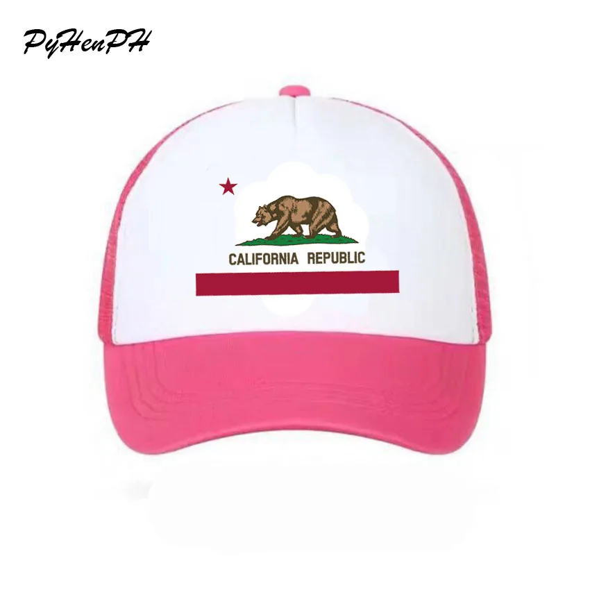 New 2019 Trucker Cap Hat HipHop Bear California Republic Flag Caps Men Women Funny Baseball Cap Cool Summer Style Mesh Cap