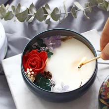 Ароматические свечи из соевого воска, натуральный цветок, светильник для красоты, декоративные свечи, баночка для парфума, свечи для дома 40KO353