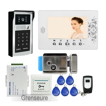ENVÍO LIBRE 7 “TFT de Pantalla Video de La Puerta Sistema de Intercomunicación Teléfono + Código RFID Teclado Puerta de La Cámara A Prueba de agua + Cerradura Eléctrica + Remote