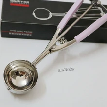 Высокое качество диаметр 4,5 см шариковая форма ручной из нержавеющей стали фруктовая ложка для мороженого ложка с силиконовой ручкой покрытие