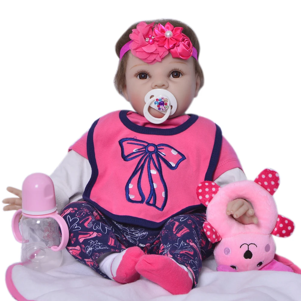 

Realistic Silicone Vinyl Reborn Baby Dolls 55 cm Brinquedos Lifelike Cloth Body 22" Newborn Baby Doll Girl kids XMAS gift